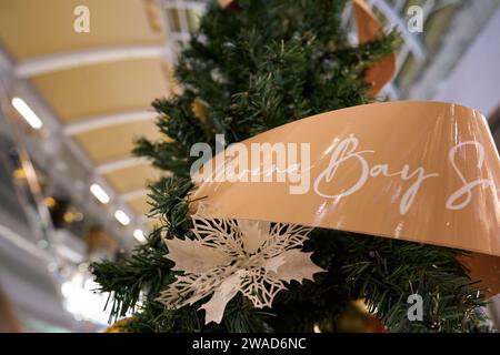 SINGAPORE - NOVEMBER 05, 2023: close up shot of Christmas tree inside the Shoppes at Marina Bay Sands. Stock Photo