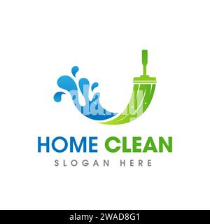 Cleaning Service Business Logo Design. Window Squeegee Symbol Icon with Water Splash Isolated On Letter U Stock Vector