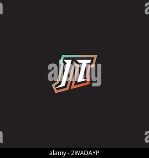 IT letter combination cool logo esport initial and cool color gradattion ideas Stock Vector