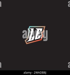 LE letter combination cool logo esport initial and cool color gradattion ideas Stock Vector