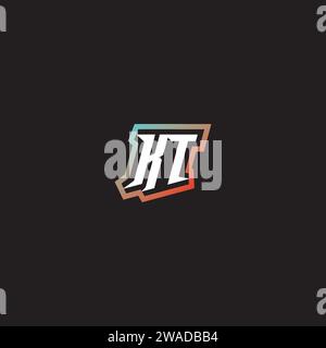 KT letter combination cool logo esport initial and cool color gradattion ideas Stock Vector