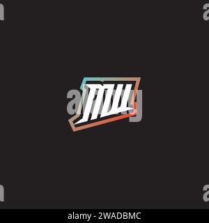 MW letter combination cool logo esport initial and cool color gradattion ideas Stock Vector