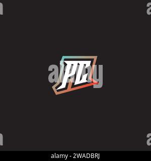 PC letter combination cool logo esport initial and cool color gradattion ideas Stock Vector