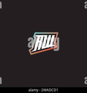 RW letter combination cool logo esport initial and cool color gradattion ideas Stock Vector