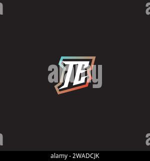 TE letter combination cool logo esport initial and cool color gradattion ideas Stock Vector