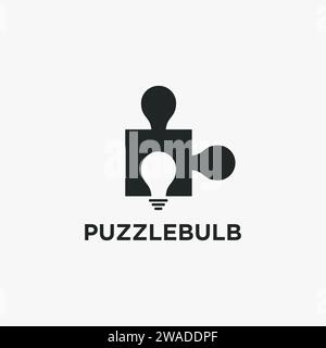 Puzzle and lightbulb logo icon vector template on white background Stock Vector