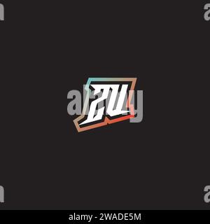 ZU letter combination cool logo esport initial and cool color gradattion ideas Stock Vector