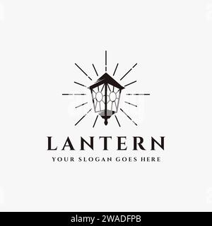 Vintage classic shinning streetlamp lantern logo icon vector template on white background, lead the way logo design Stock Vector