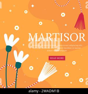 happy martisor illustration in flat design style with flowers Stock Vector