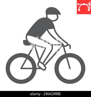 Cycling glyph icon, transport and fitness, bicycle rider vector icon, vector graphics, editable stroke solid sign, eps 10. Stock Vector