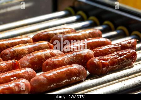 Grilled sausages sold at street food stalls Stock Photo