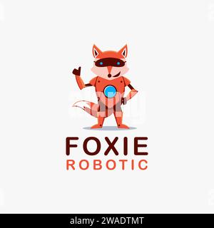 Fox robot cartoon mascot logo vector illustration on white background Stock Vector