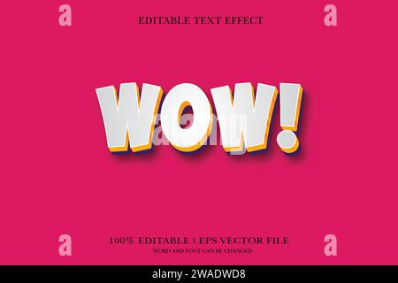 Wow 3d text effect styles mockup concept Black text Stock Vector