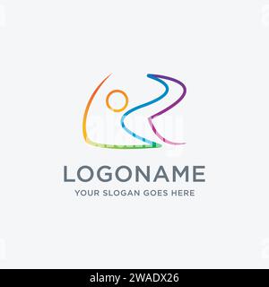 Abstract human and letter LR logo icon vector template on white background, human motion logo icon Stock Vector