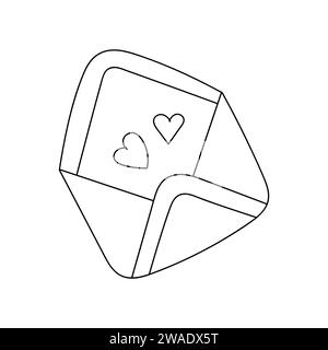 Letter vector doodle icon. Hand drawn doodle envelope with hearts. Romantic message for valentine day. Stock Vector