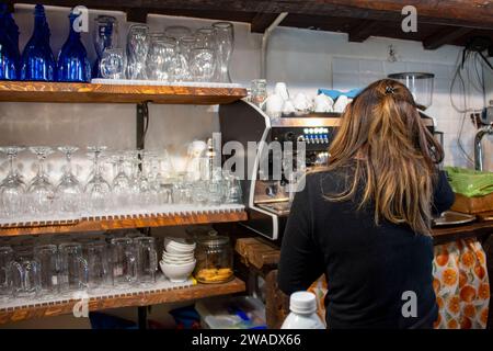 Barista making a Coffee in Italy Stock Photo
