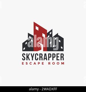 Escape room building logo icon vector template on white background Stock Vector