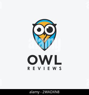 Magnifying glass and owl logo icon vector template on white background Stock Vector