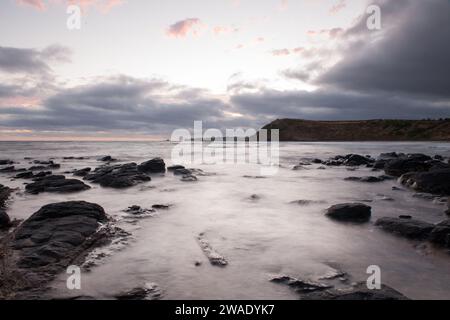 Long exposure landscape photography of Smiths Beach in Phillip Island, Victoria, Australia Stock Photo