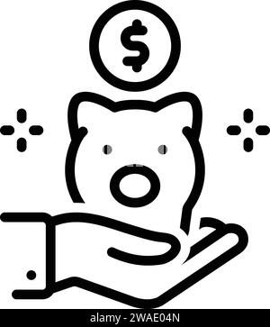 Piggy with coin. Icon saving or accumulation of money, investment. Icon ...