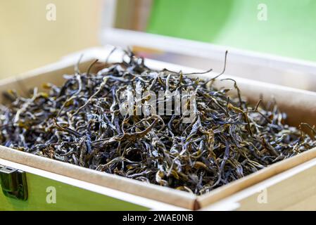 Close-up of high-end Chinese tea for sale in tea shop Stock Photo