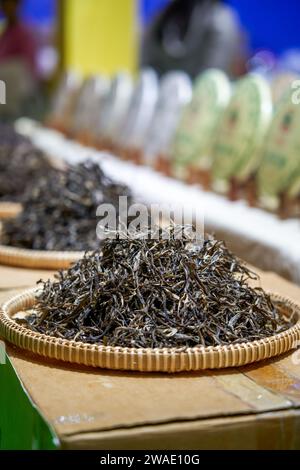 Close-up of high-end Chinese tea for sale in tea shop Stock Photo