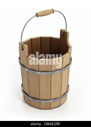 Milk bucket isolated on white background. 3D illustration. Stock Photo