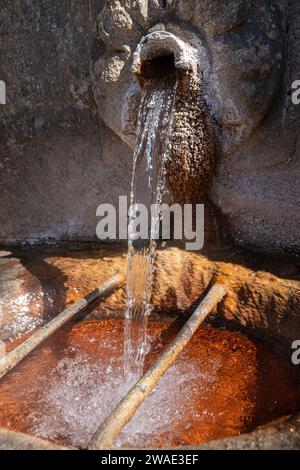 Detail view of a water jet at As Burgas hot springs in the city center of Ourense. Galicia Stock Photo