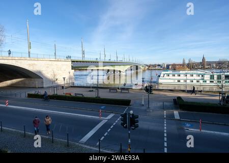 Bonn, Germany - December 17, 2023 : Panoramic view of the Kennedy Bridge and the river Rhine in Bonn Germany Stock Photo