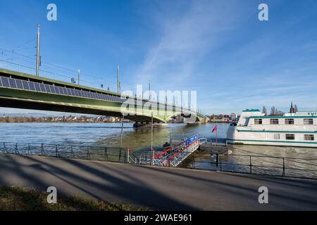 Bonn, Germany - December 17, 2023 : Panoramic view of the Kennedy Bridge and the river Rhine in Bonn Germany Stock Photo