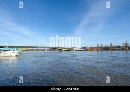 Bonn, Germany - December 17, 2023 : Panoramic view of the Kennedy Bridge and the river Rhine in Bonn Germany Stock Photo