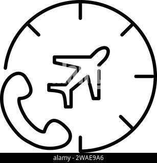 Airplane call centre. Ticketing and flight support. Pixel perfect icon Stock Vector