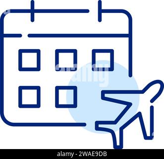 Flight schedule. Airplane and calendar. Pixel perfect, editable stroke Stock Vector