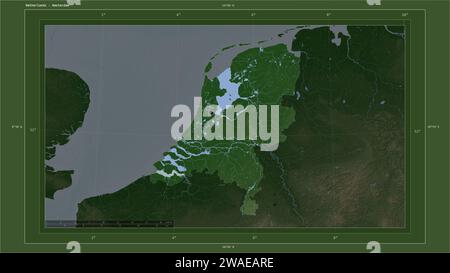 Netherlands highlighted on a Pale colored elevation map with lakes and ...