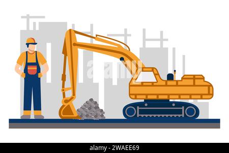 Building construction worker flat vector illustration Stock Vector ...