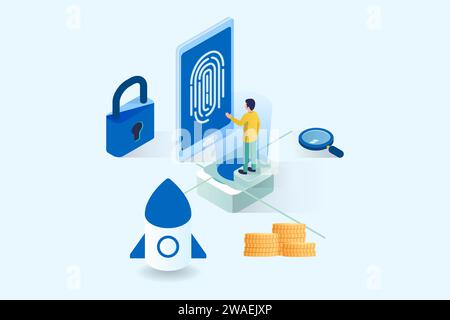isometric data security illustration Stock Vector