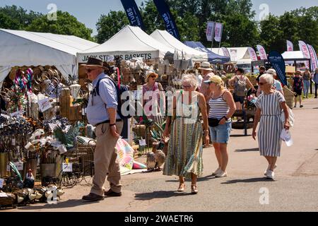 UK, England, Worcestershire, Malvern Wells, Royal 3 Counties Show, crowd amongst trade stalls Stock Photo