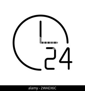 twenty four hours with arrow loop outline icon Stock Vector