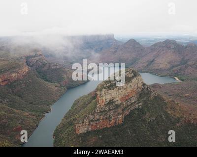 Blyde River Canyon with low hanging clouds, on the panorama route in Mpumalanga province, South Africa. Stock Photo