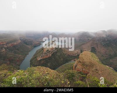 Blyde River Canyon with low hanging clouds, on the panorama route in Mpumalanga province, South Africa. Stock Photo