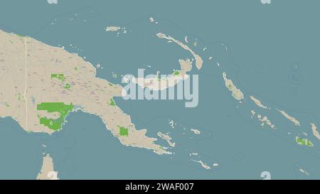 Papua New Guinea outlined on a topographic, OSM France style map Stock Photo