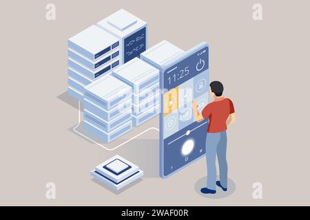 Isometric UI-UX design, Music Video Editor, Editing software, Video production Stock Vector