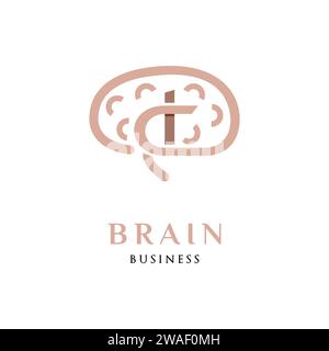 Initial Letter IC Brain Icon Logo Design Template Stock Vector