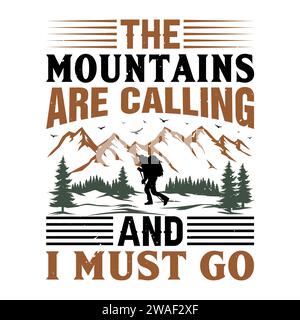 Hiking T-Shirt Design Stock Vector