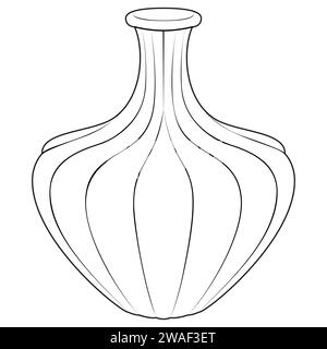 Outline vase, vector linear. Vase pottery, ancient pot greek illustration. Black and white. Art therapy Coloring page. Vector illustration Stock Vector