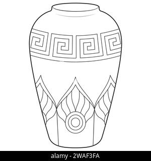 Outline vase, vector linear. Vase pottery, ancient pot greek illustration. Black and white. Art therapy Coloring page. Vector illustration Stock Vector