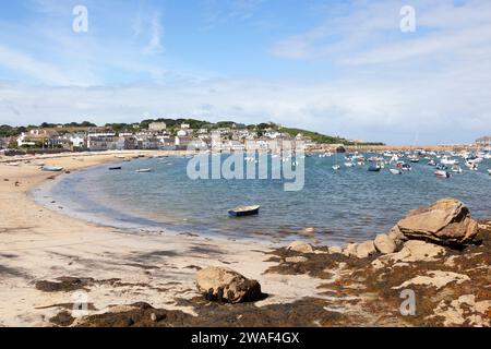 Town Beach and St Mary's Quay on a summer's day | St Mary's, Isles of Scilly Stock Photo