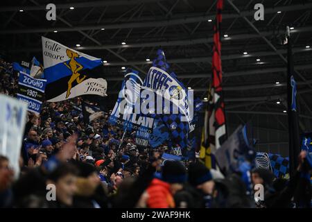 Bergamo Italy 03rd Jan 2024 Emil Holm Atalanta Bc And Luca Lipani   Bergamo Italy 03rd Jan 2024 Atalanta Bc Supporters During Atalanta Bc Vs Us Sassuolo Italian Football Coppa Italia Match In Bergamo Italy January 03 2024 Credit Independent Photo Agencyalamy Live News 2waf9hk 