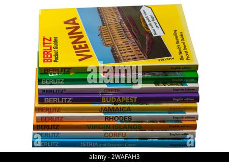 pile of Berlitz Travel Guide books isolated on white background Stock ...