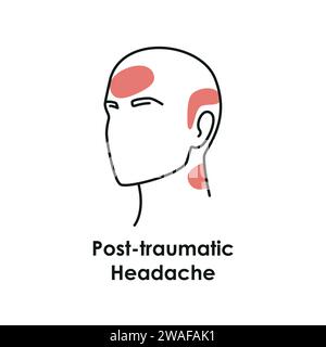 Post-traumatic Headache color icon. Vector isolated illustration ...